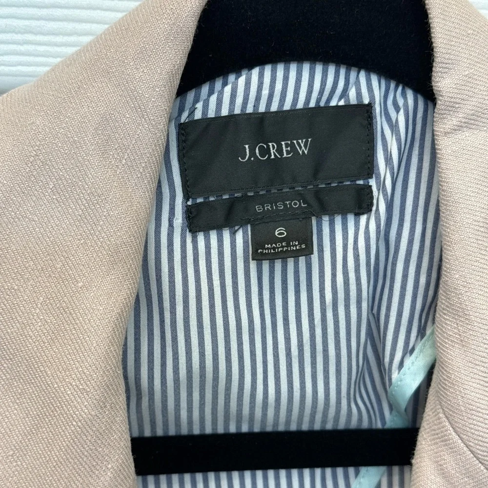 J. Crew Bristol Double-Breasted Blazer in Pale Pink Stretch Linen Size 6